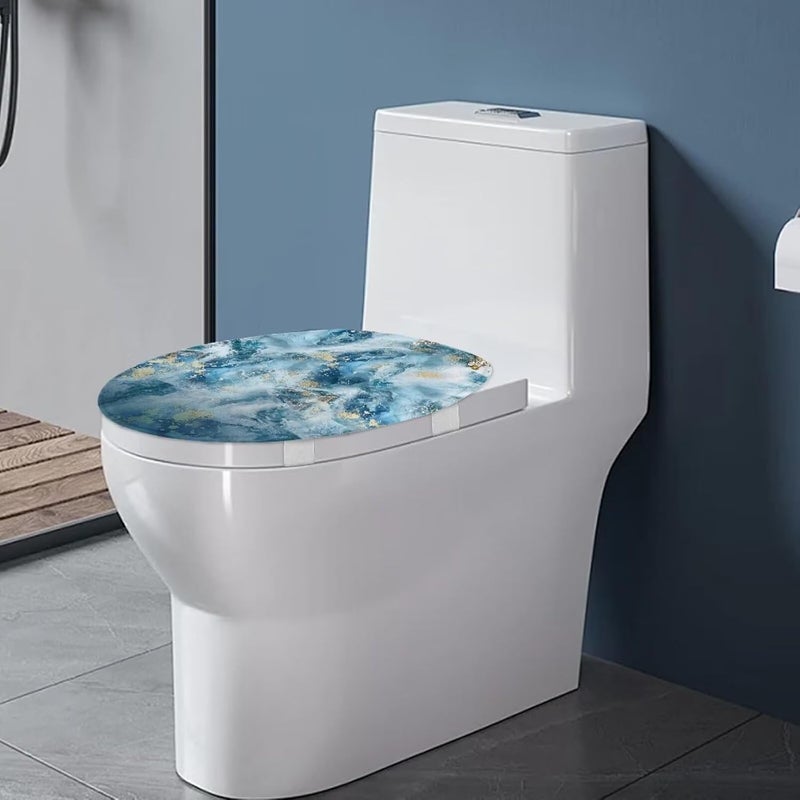 Flashideas Blue Marble Print Toilet Seat Covers for Bathroom Easy to Clean Soft Plush Seat Fits Most Toilet Lids Super Soft Toilet Tank Cover Seat Covers - Image 4